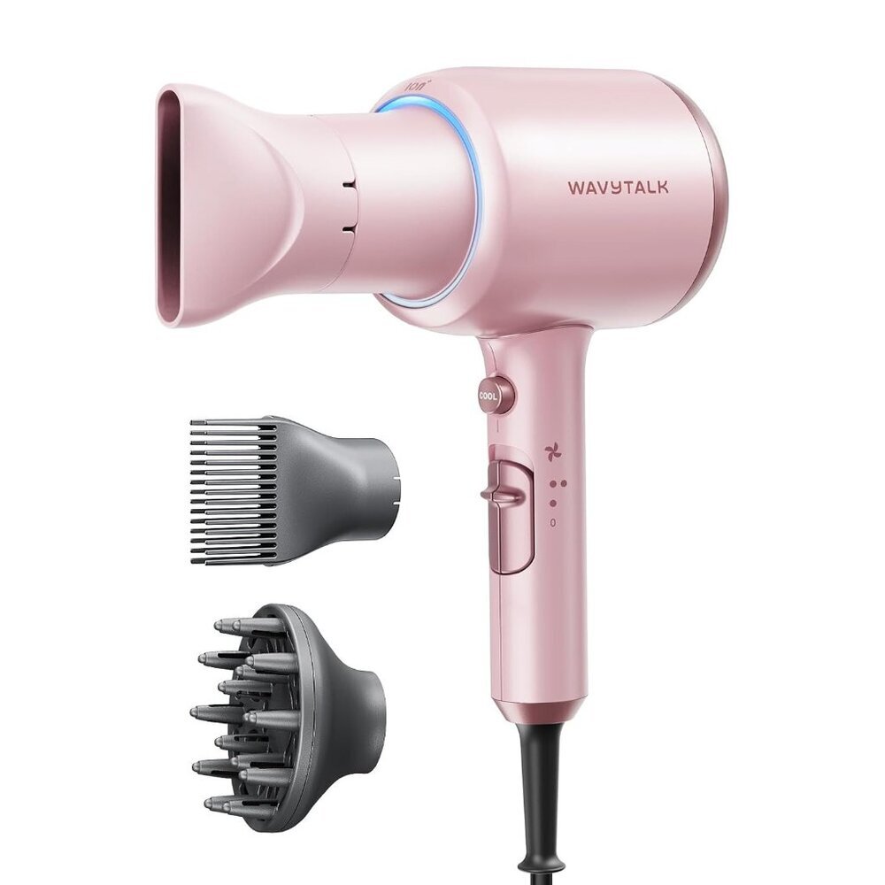 Hair Dryer Ionic Fast Drying With Diffuser Comb For Curly All Hair Types
